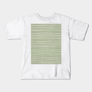 Horizontal Dark Green Lines on Light Grey Background Kids T-Shirt